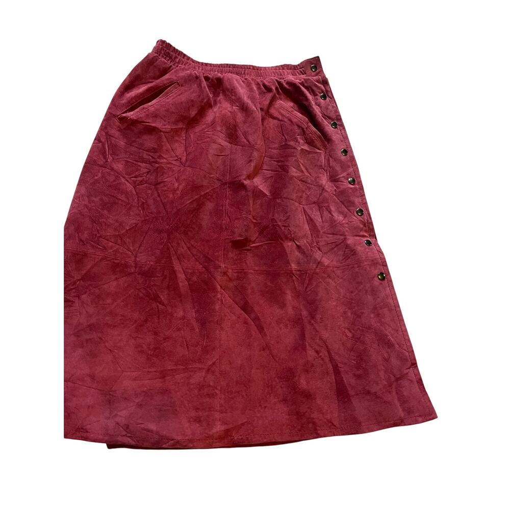 Verducci Vtg suede midi A-line skirt red whimsigoth western gothic academia boho